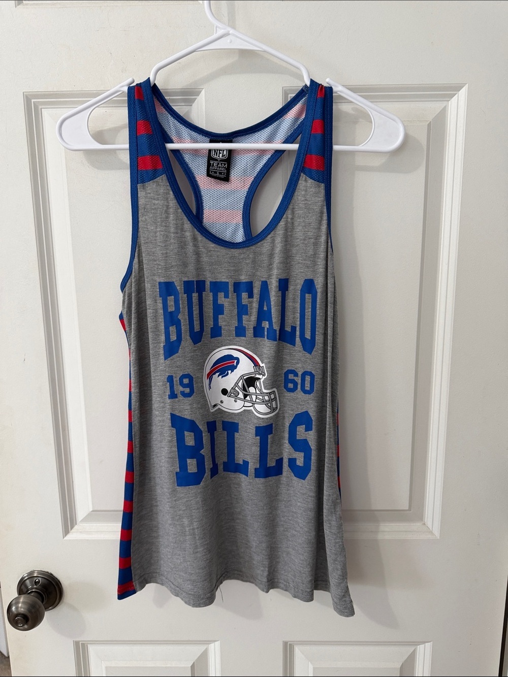 NFL Buffalo Bills Sleeveless Tank Top size small grey red blue athletic workout